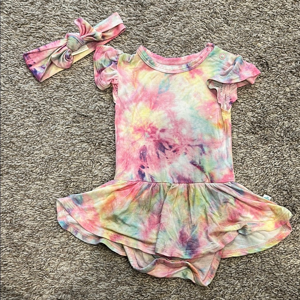 Posh Peanut 3-6mo Joplin Bodysuit Twirl & Headband